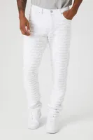 Men Distressed Frayed Skinny Jeans in White, 32