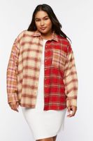 Women's Reworked Plaid Shirt in Red, 0X