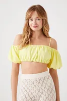 Women's Open-Shoulder Crop Top in Citrus Large