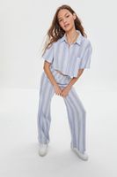 Women's Kendall + Kylie Linen-Blend Shirt in Light Blue Large