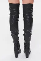 Women's Faux Leather Thigh-High Boots Black,