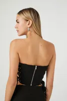 Women's Lace-Up Corset Tube Top Black