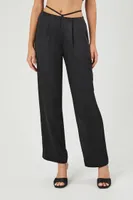 Women's Satin Strappy Mid-Rise Pants in Black Medium