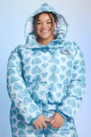 Women's Hello Kitty Puffer Jacket in Baby Blue, 0X