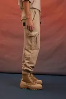 Men Rebel Moon Drawstring Cargo Pants in Beige Medium