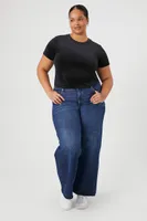 Women's Velour Cropped T-Shirt Black,