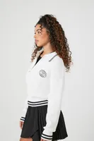 Women's Zip-Up Tennis Sweater in White Medium