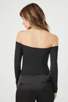 Women's Contour Off-the-Shoulder Crop Top in Black Small