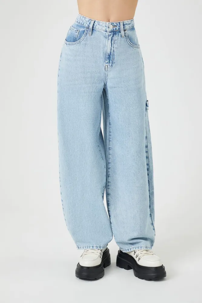 Women's Baggy Utility Barrel Jeans in Light Denim, 28