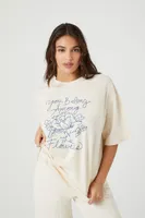 Women's Embroidered Among The Flowers T-Shirt in Nude Large