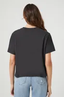 Women's Lace-Up Crew T-Shirt in Black, XS