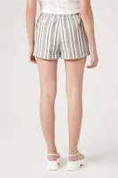 Women's Striped High-Rise Shorts in White Small