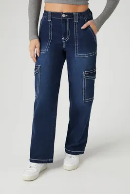 Women's Contour Cargo Jeans in Dark Denim Medium