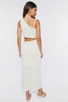 Women's One-Shoulder Cutout Midi Dress in Vanilla Large