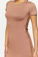 Women's Short-Sleeve Cutout Mini Dress Taupe