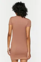 Women's Short-Sleeve Cutout Mini Dress Taupe