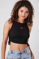 Women's Active Ruched Cropped Tank Top in Black, XS