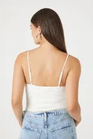 Women's Ruched V-Neck Cami Bodysuit in White Small