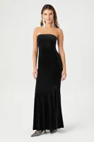 Women's Velvet Strapless Maxi Dress