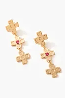 Women's Frasier Sterling Cross Drop Earrings in Gold