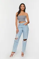 Women's Sweater-Knit Cropped Tube Top in Medium