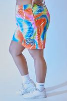 Women's Abstract Print FUBU Shorts in Orange, 1X