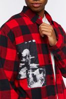 Men Buffalo Plaid Frayed Patch Shirt Red