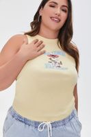 Women's Mushroom Graphic Tank Top in Yellow, 0X