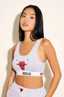 Women's Chicago Bulls Graphic Crop Top in Heather Grey Small