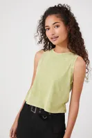 Women's Mineral Wash Muscle T-Shirt in Olive Small