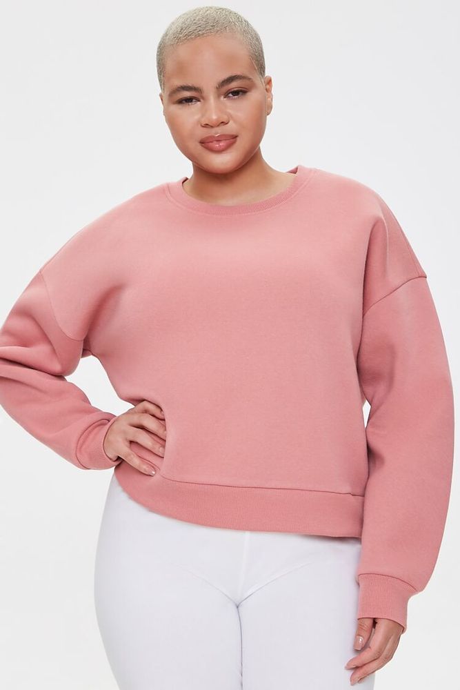 Women's Fleece Crew Neck Sweatshirt in Rose, 3X