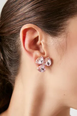 Women's Faux Gem Stud Earrings in Pink/Gold