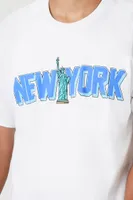 Men New York Graphic Tee in White, XXL