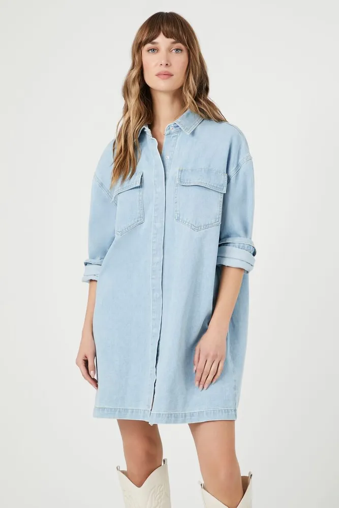 Forever 21 Grey Regular Fit Denim Shirt