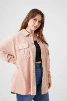 Women's Corduroy Shacket in Light Pink, 0X