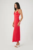 Women's Satin Midi Slip Dress in Currant Small