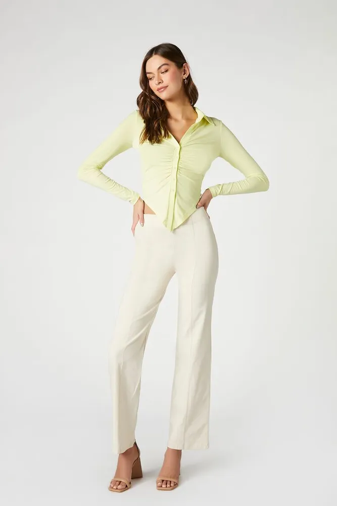 Women's Satin Straight-Leg Trousers in Natural Large