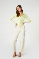 Women's Satin Straight-Leg Trousers in Natural Large