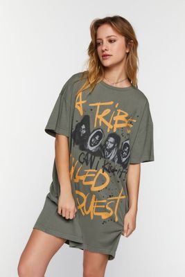 Women's A Tribe Called Quest Graphic T-Shirt Dress in Olive Small