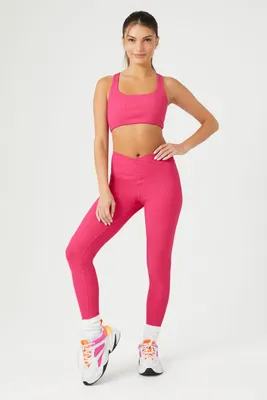 Women's Active Ribbed Surplice Leggings in Hibiscus Large