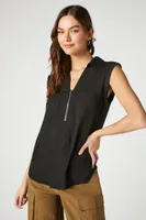 Women's Curved-Hem Patch Pocket Top in Black, XS