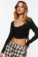 Women's Ruched Drawstring Long-Sleeve Crop Top