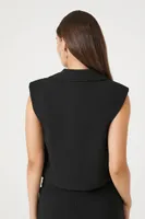 Women's Notched Plunging Cropped Vest in Black, XS