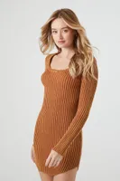 Women's Bodycon Sweater Mini Dress in Chestnut Large