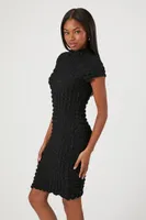 Women's Popcorn Knit Mini Dress in Black Medium