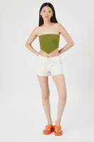 Women's Ribbed Knit Tube Top in Olive Large