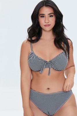 Women's Gingham Bikini Bottoms in Black/White, 1X