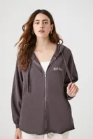 Women's Quiet Chaos Zip-Up Hoodie in Charcoal Medium