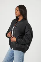 Women's Utility Bomber Jacket in Black Large