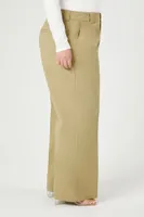 Women's Twill Wide-Leg Pants in Brown, 0X